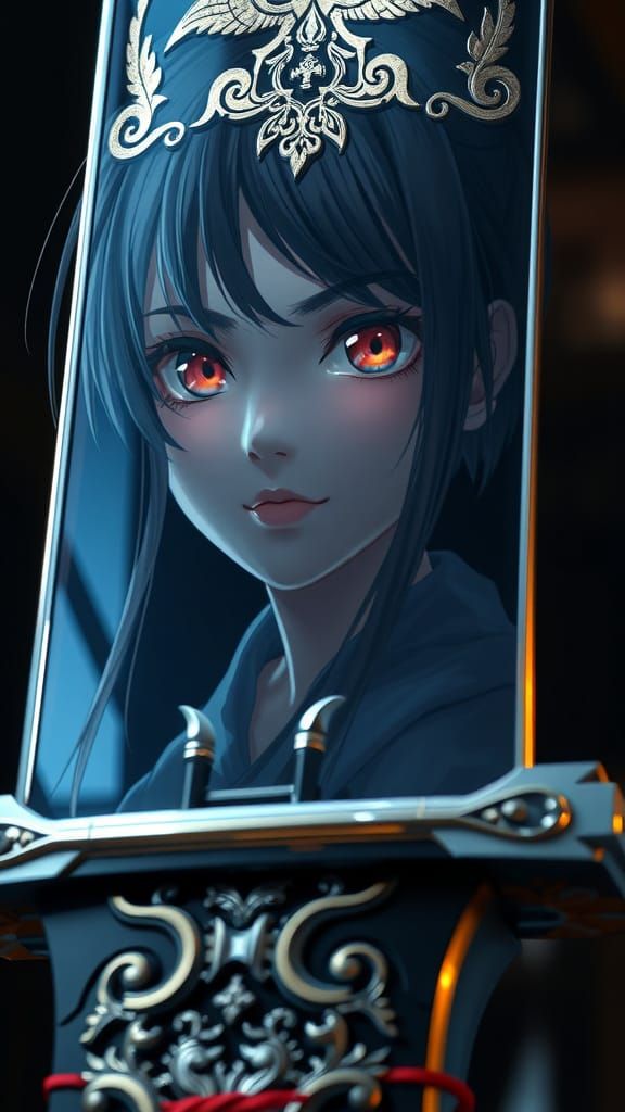 Epic Anime-Realism Sword with Shimmering Reflections