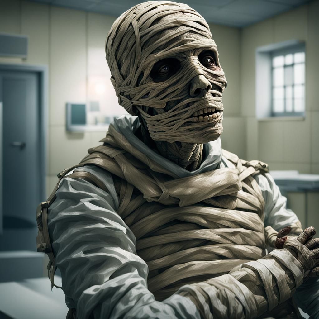 Hyperrealistic Mummy in Straitjacket: War Hospital Horror