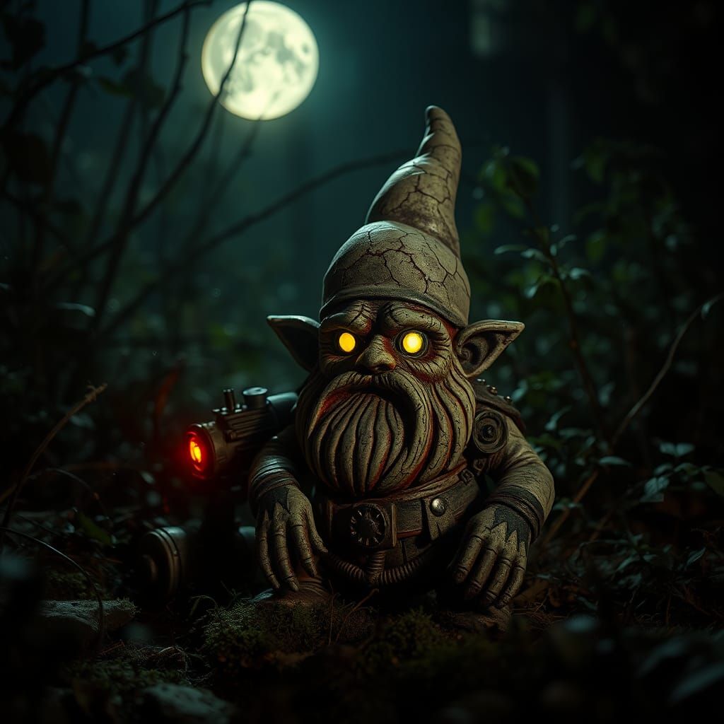 Steampunk Garden Gnome in Gothic Surrealism Style