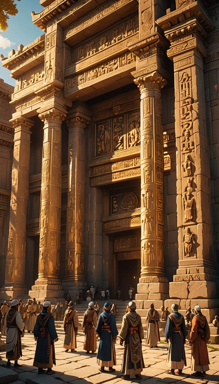 Temple Celebration in 3D Anime Art Style