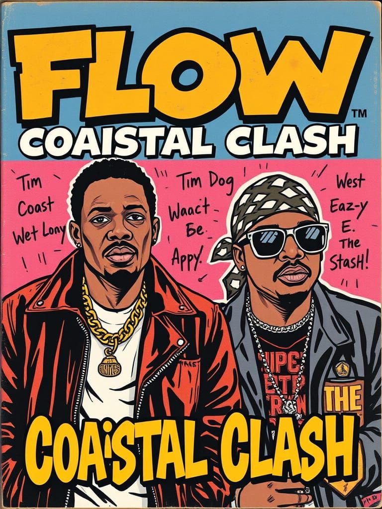 90s Rap Magazine Cover Art in Bold Graffiti Style