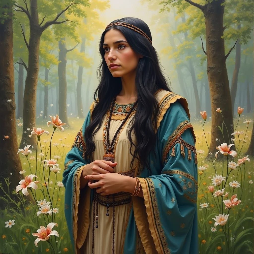 Serenity of the Forest Saint in Impressionist Style