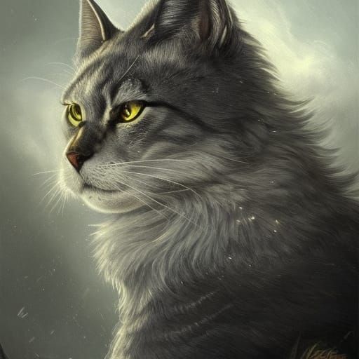 Detailed Cat Portrait in Dynamic Lighting