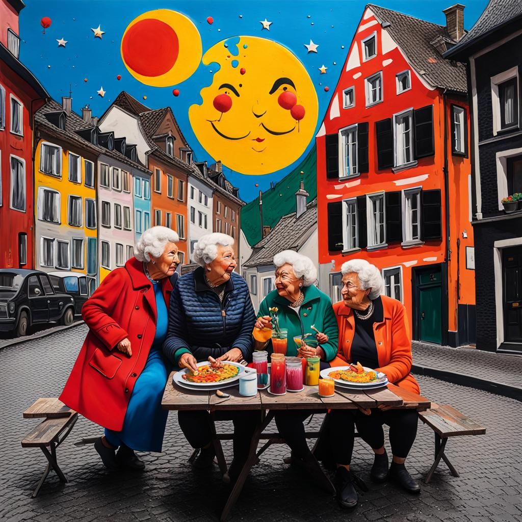 Polychromatic Maximalist Art: George and Georgia on the Moon