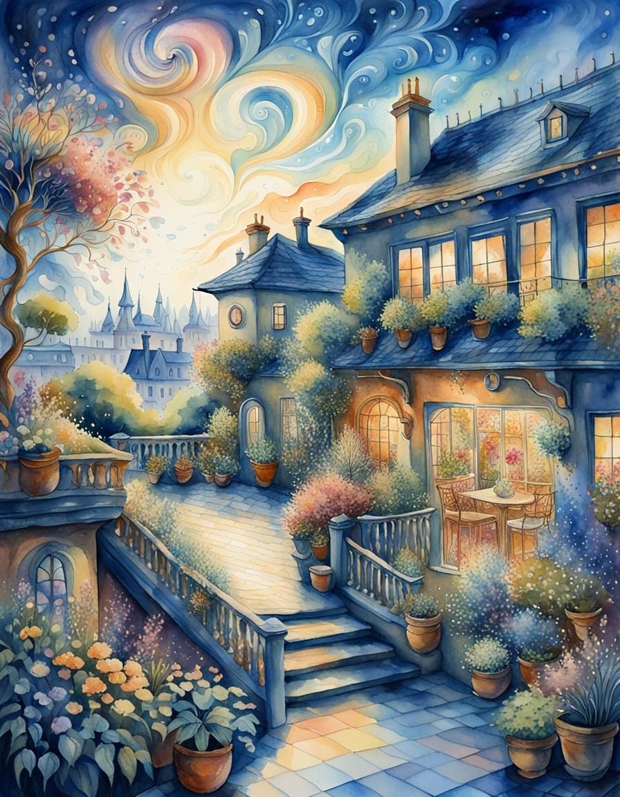 Italian villa (blue and yellow creation)