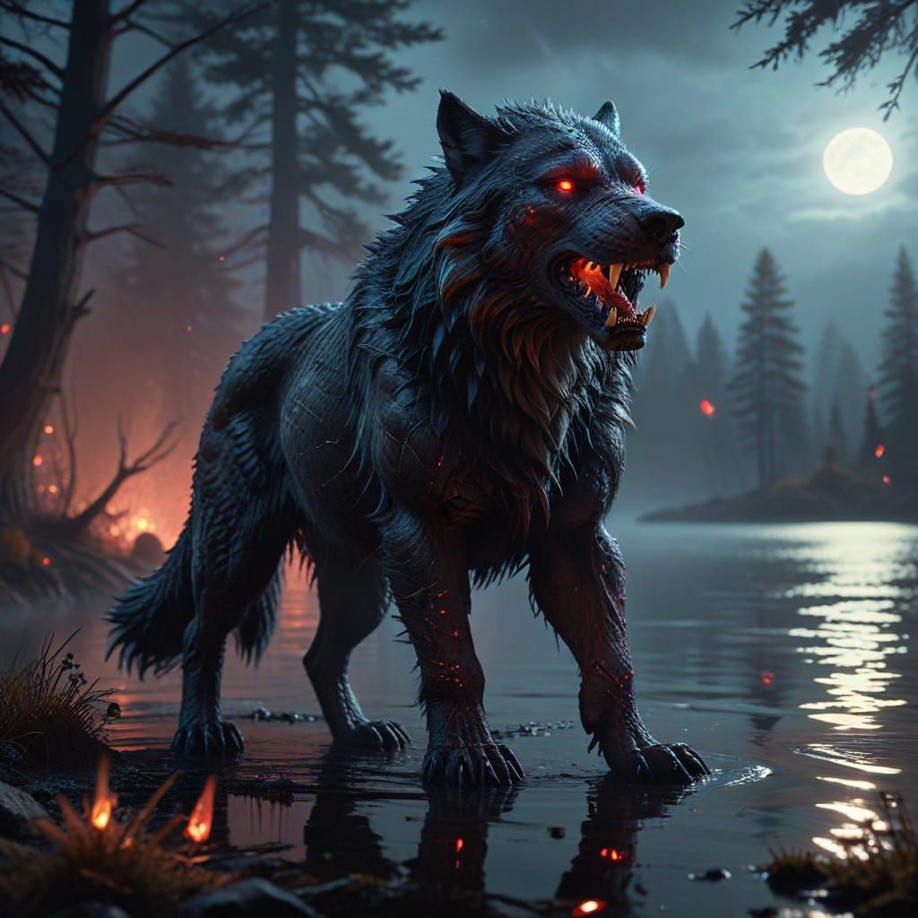 Colossal Dire Wolf by Misty Lake