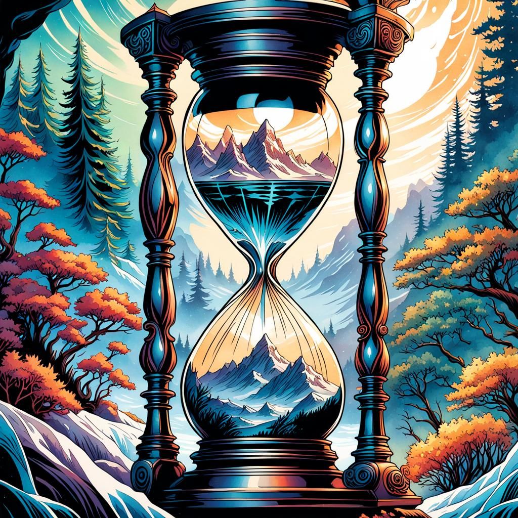 Watercolor Hourglass: Summer Meets Winter