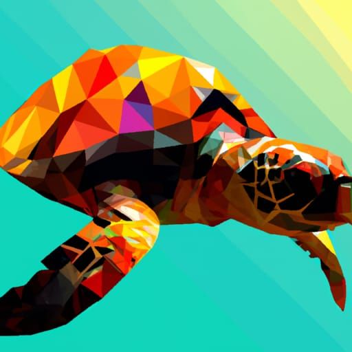 Red black yellow red blue. Sea Turtle swimming underwater. H...