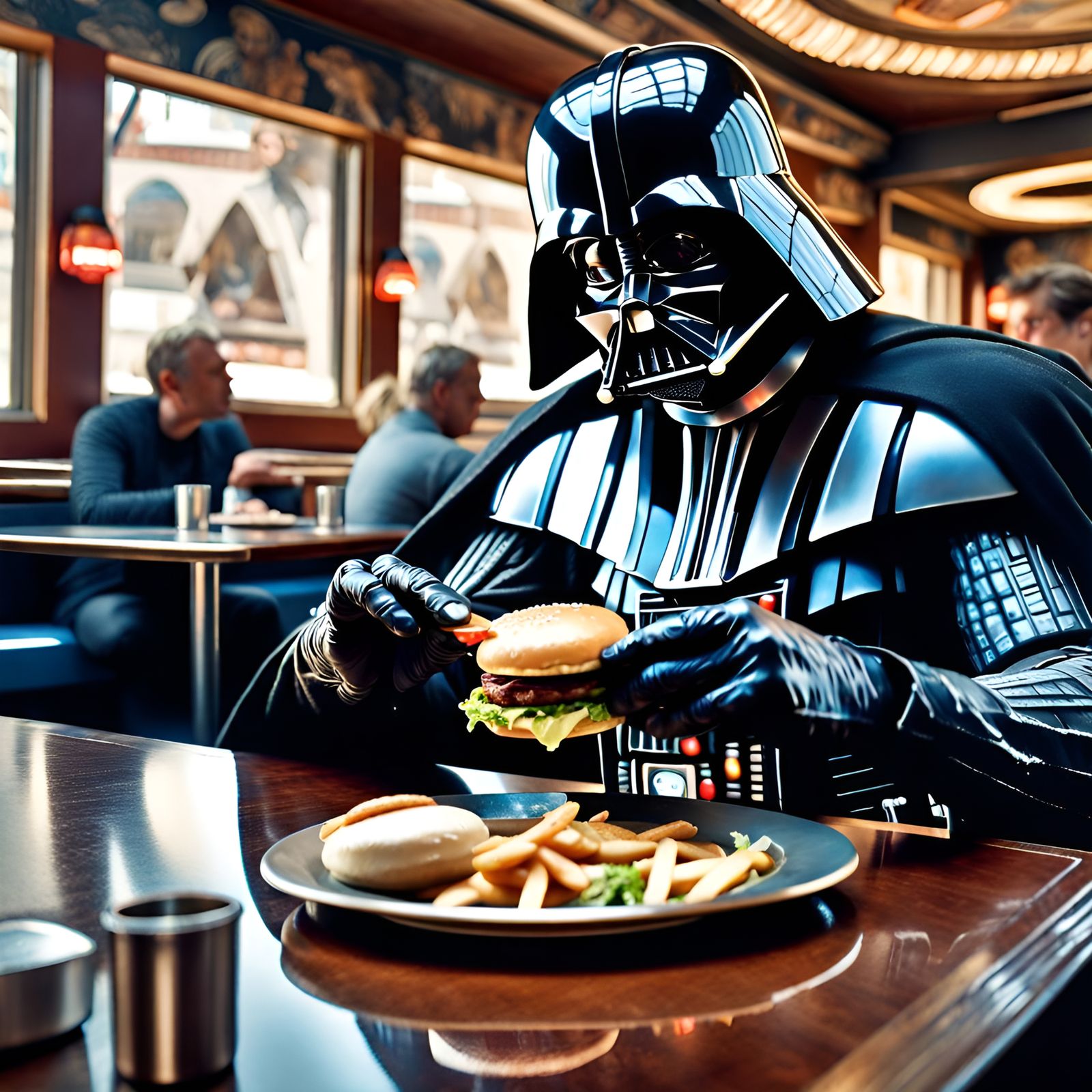 Darth Vader's Burger Break: Detailed Restaurant Portrait