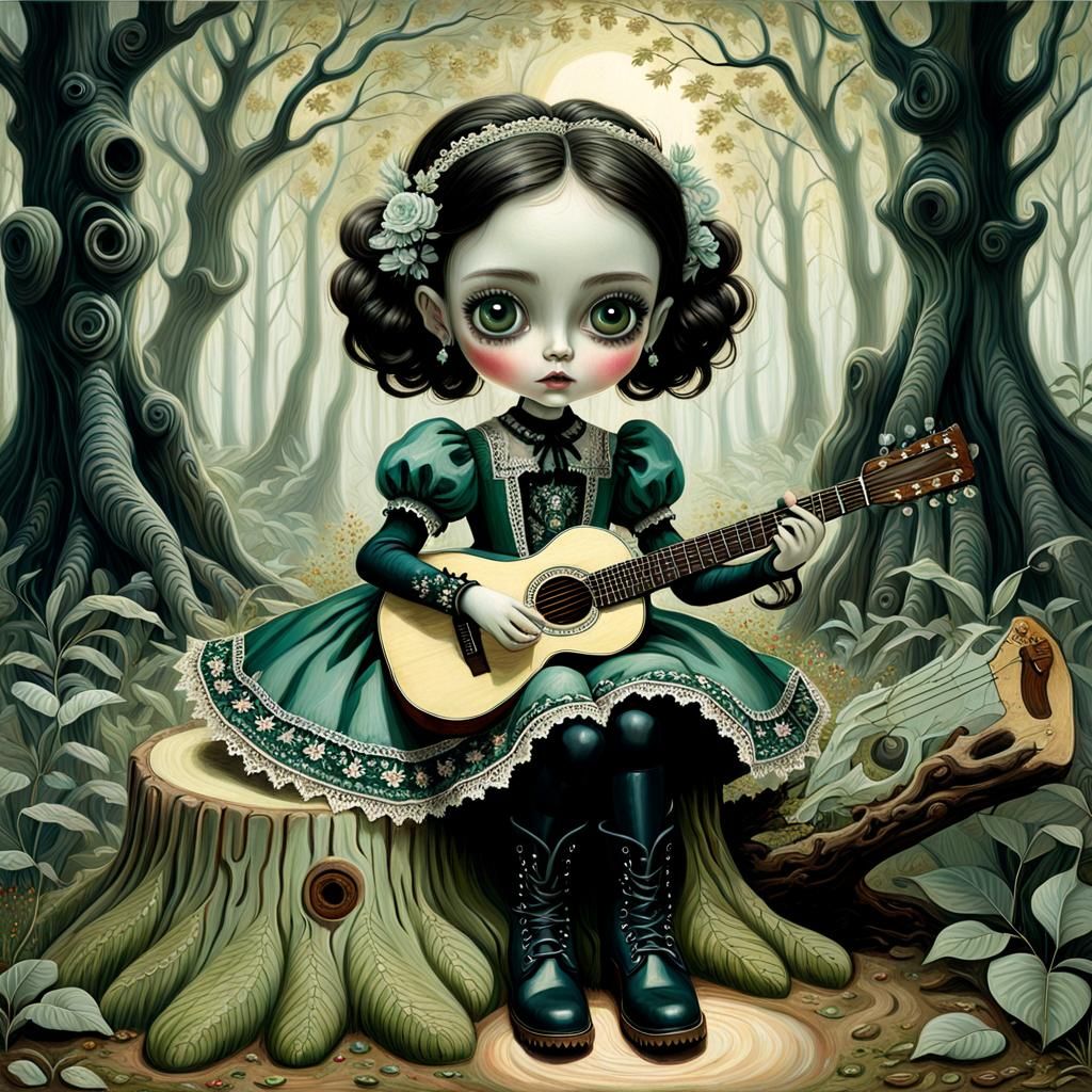 Girl in Forest: A Surrealist-Inspired Portrait