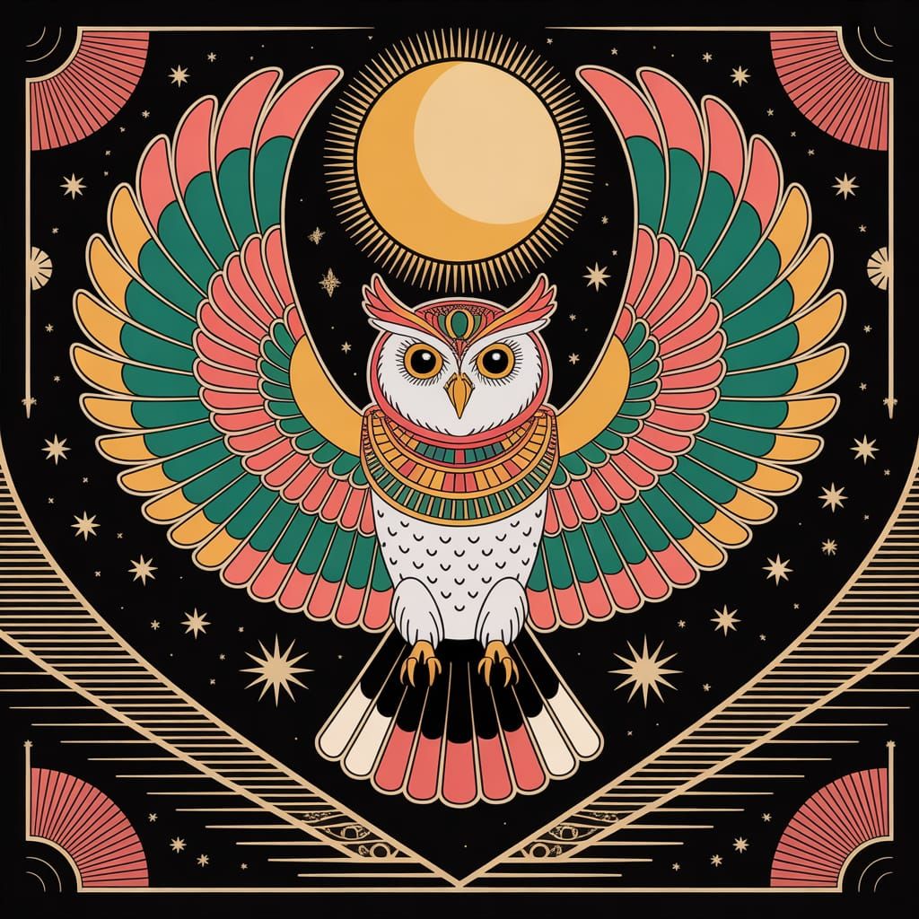 An owl with outstretched wings