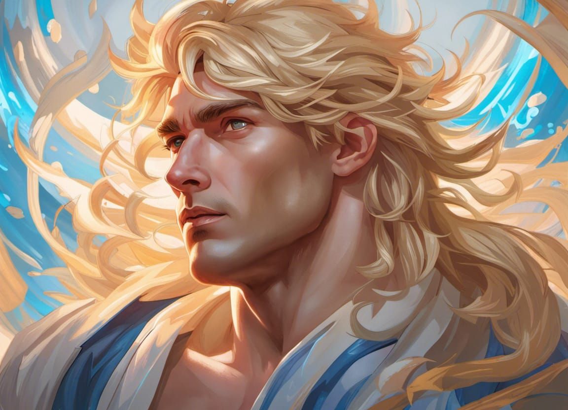 Adonis-like God Portrait in Hyperdetailed Digital Art