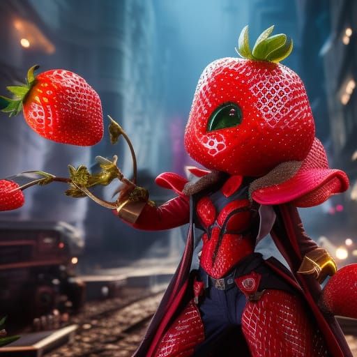 Fantasy Strawberry Cyborg Portrait in 8K