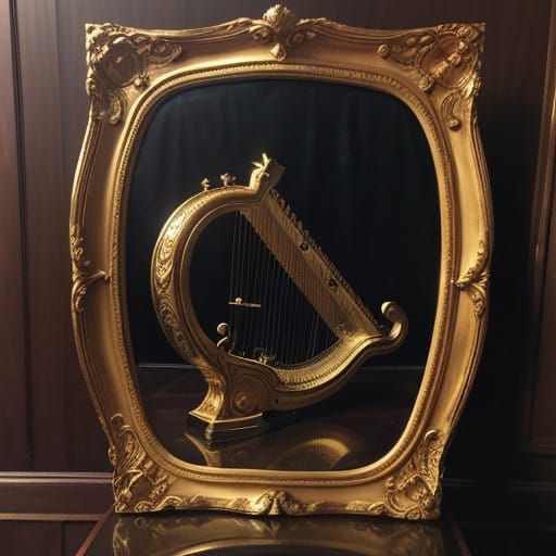 Majestic Golden Harp in Warm Renaissance Still Life