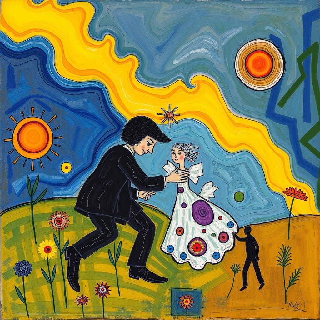 Figure in Limbo as Imagined by Kokoschka and Chagall