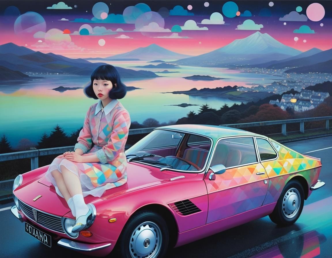 Whimsical Dreamscape with Scotland's Evening Fog and Italian...