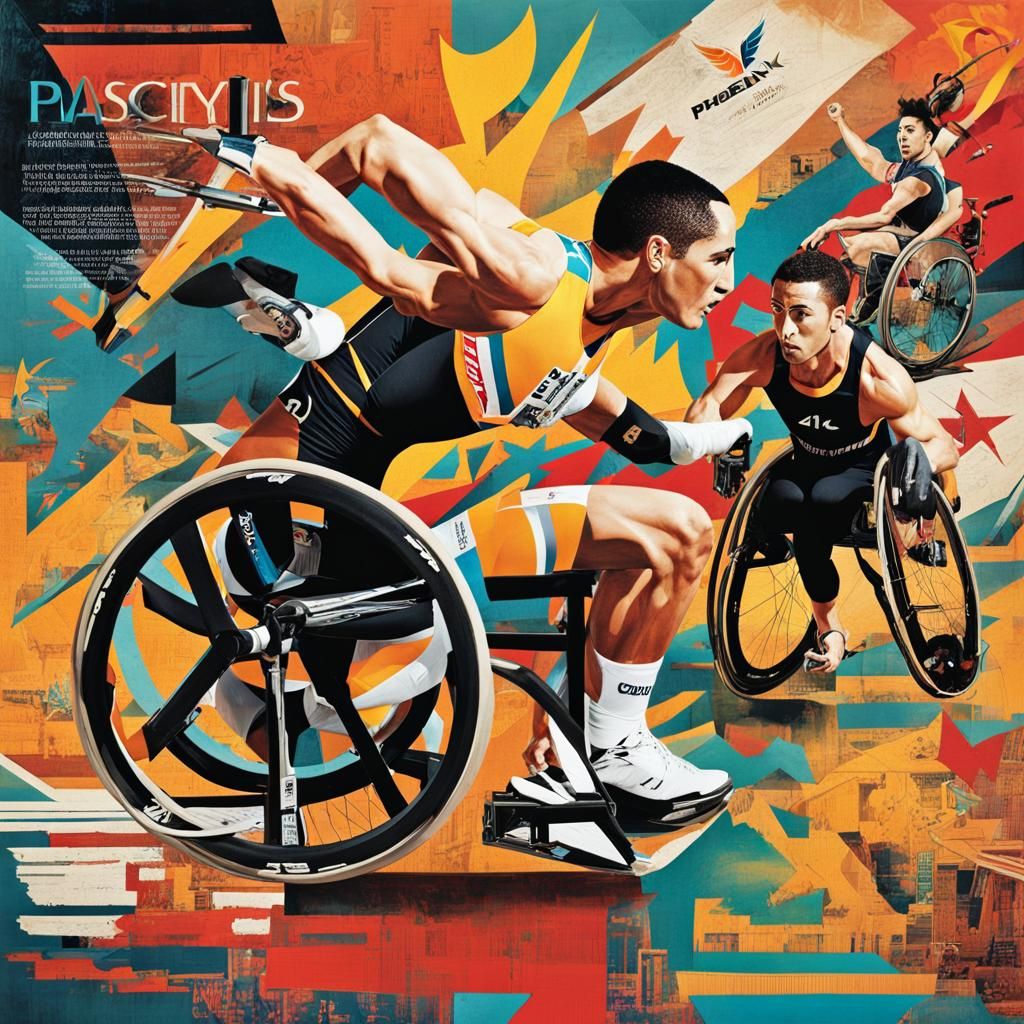 Dynamic Collage Art of Disabled Athletes at Paralympics