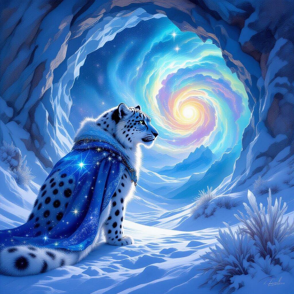 Stellar Snow Leopard at Nebula Portal