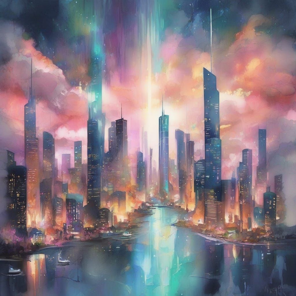 Futuristic City of Money and Light