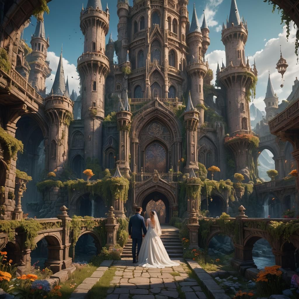 Fantastical Married Couple in Detailed Matte Painting