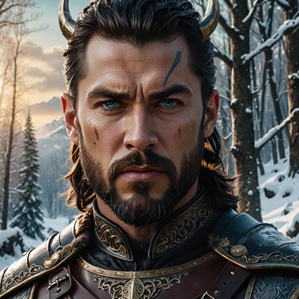 Winter Viking Warchief in Dark Fantasy Style