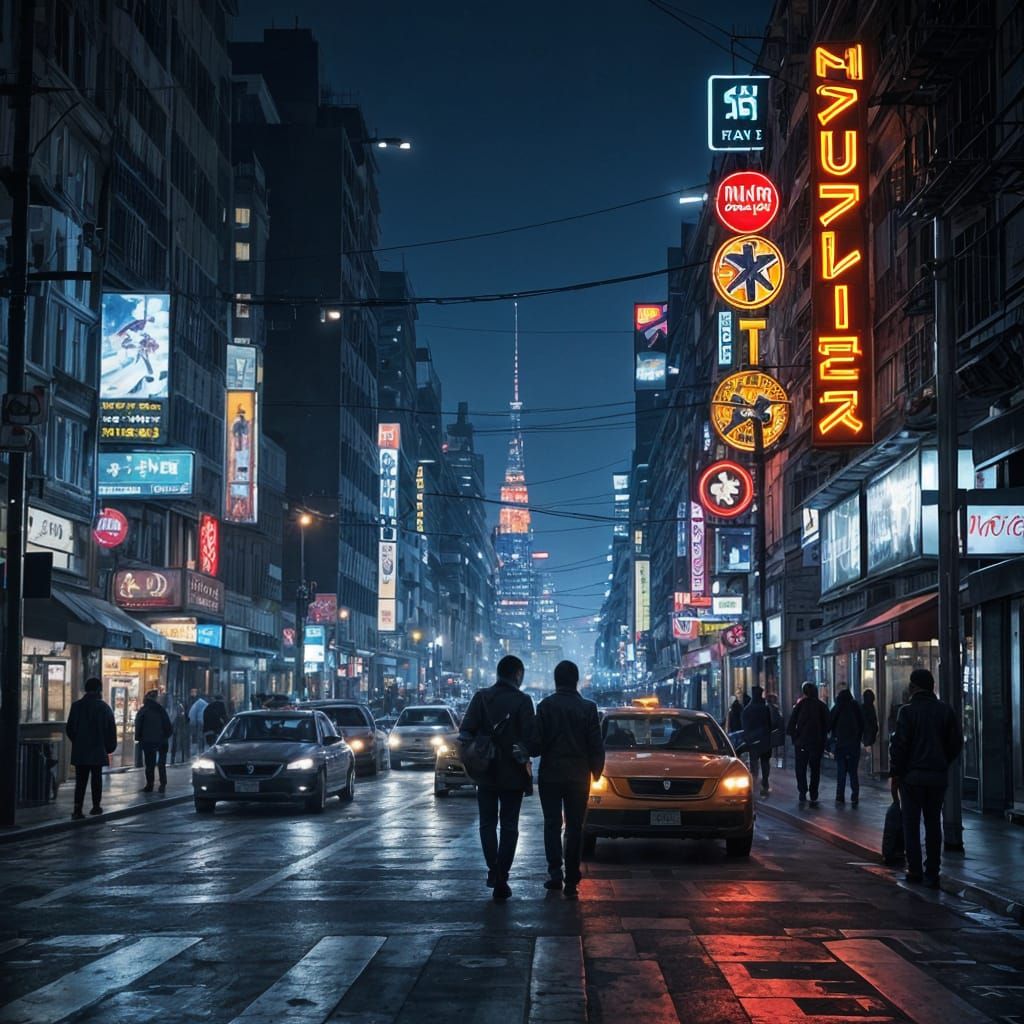 Hyperrealistic Night Cityscape in Tilt-Shift Style