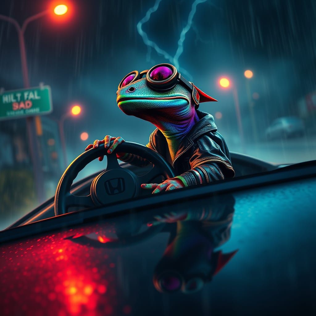 Mystical Gecko Speedster Illuminates Stormy Night in Varo-In...