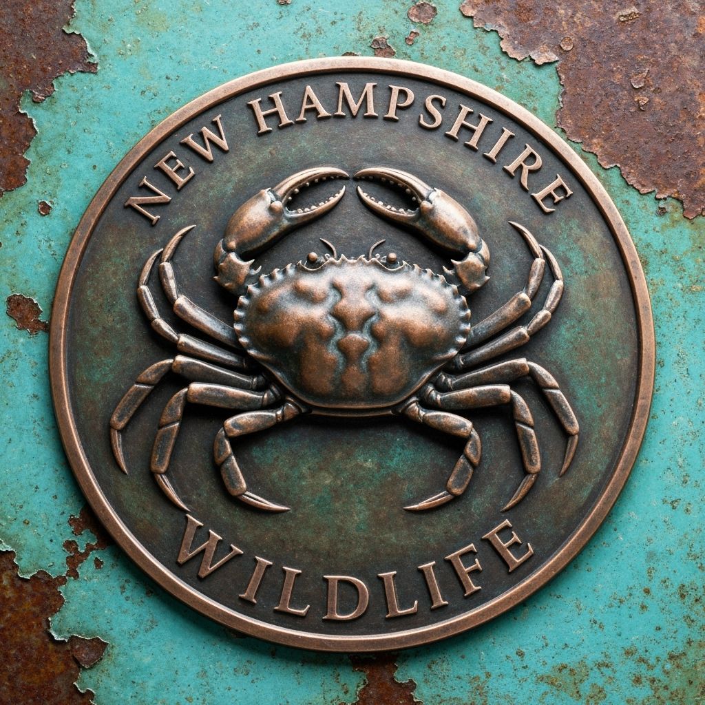 Embossed Bronze Shore Crab Sculpture with NH Wildlife