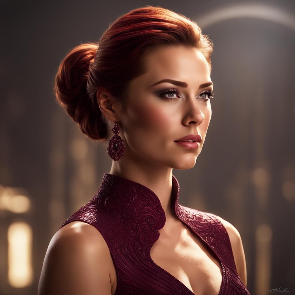 Portrait of a Curvy Woman with Red Hair