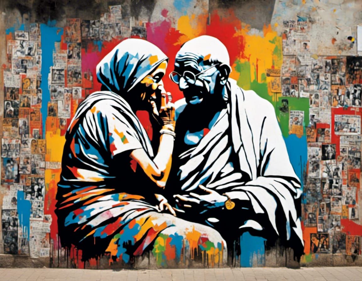Mother Theresa and Mahatma Gandhi in Neo-Expressionism