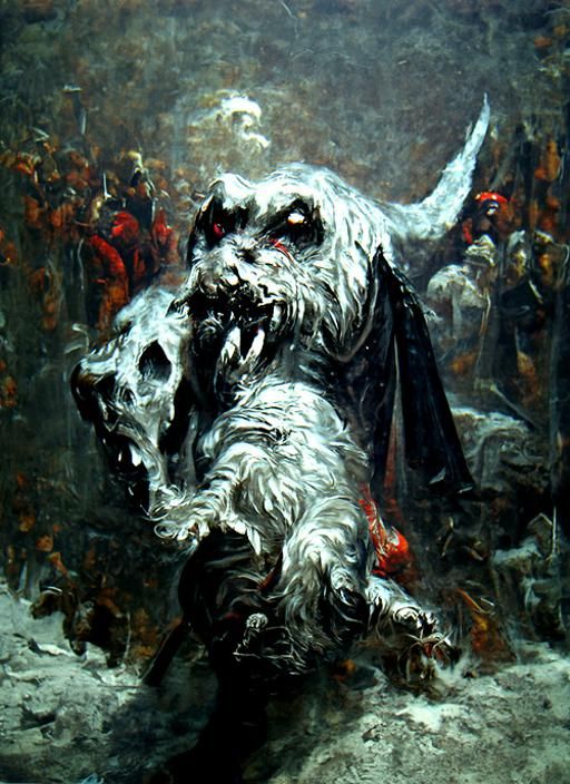 Sinister Hell Hound in Gothic Horror Style