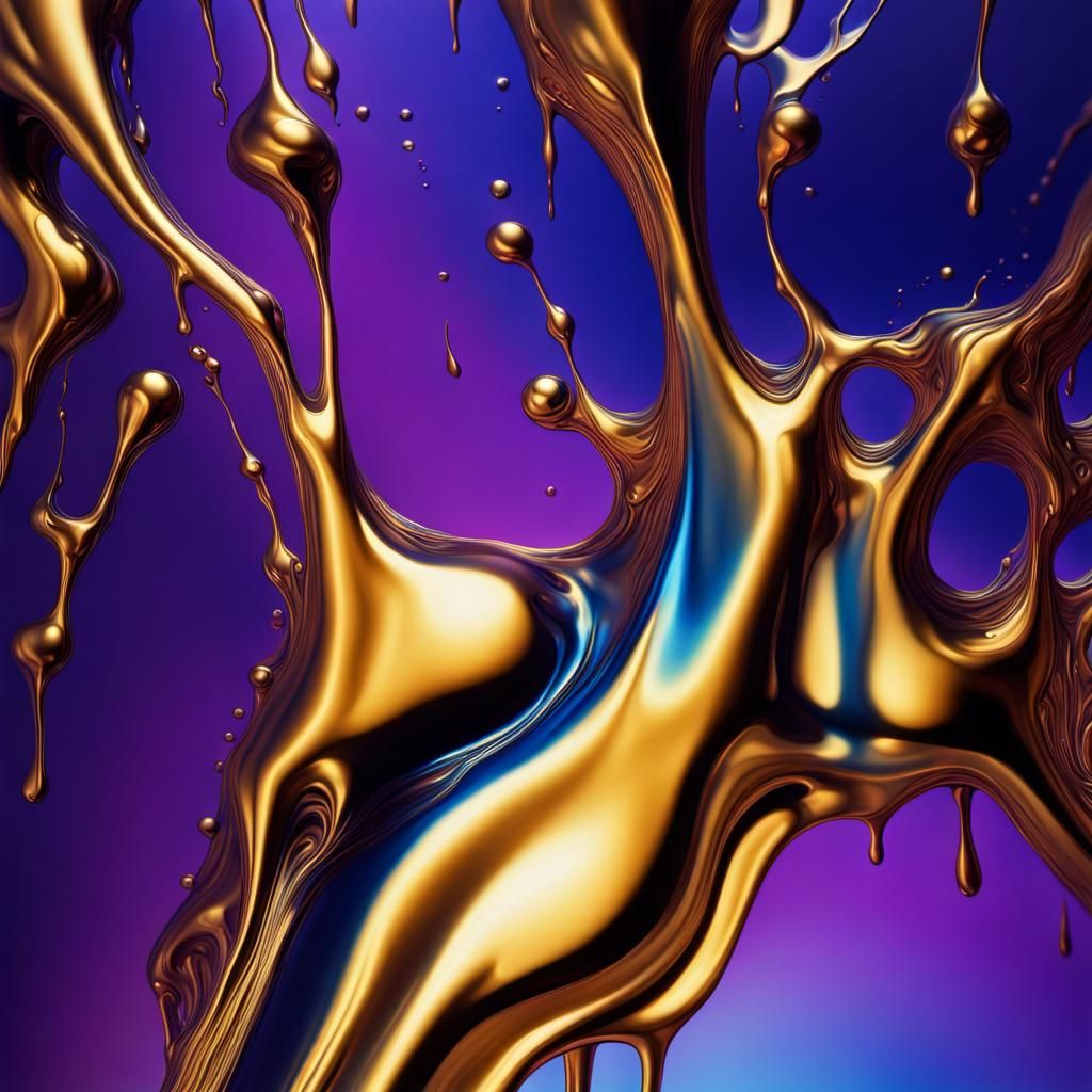 Dripping Liquid Metal in Dreamlike Surrealism