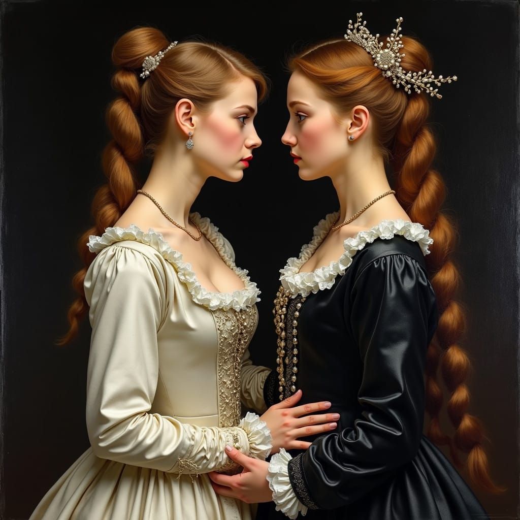 Renaissance Russian Royal Women Confront Each Other in Lavis...