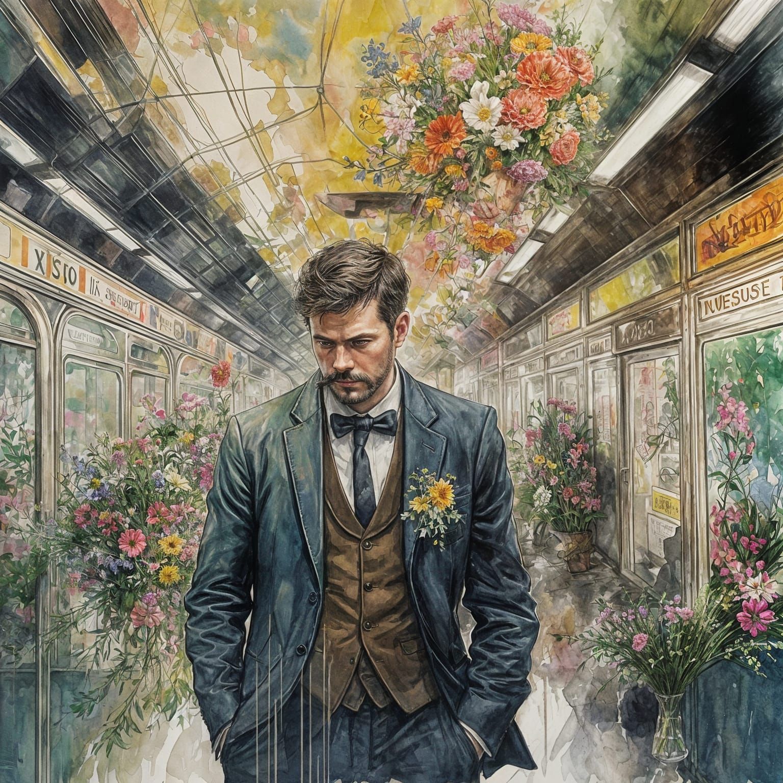 Romantic Gentleman in Gouache Style