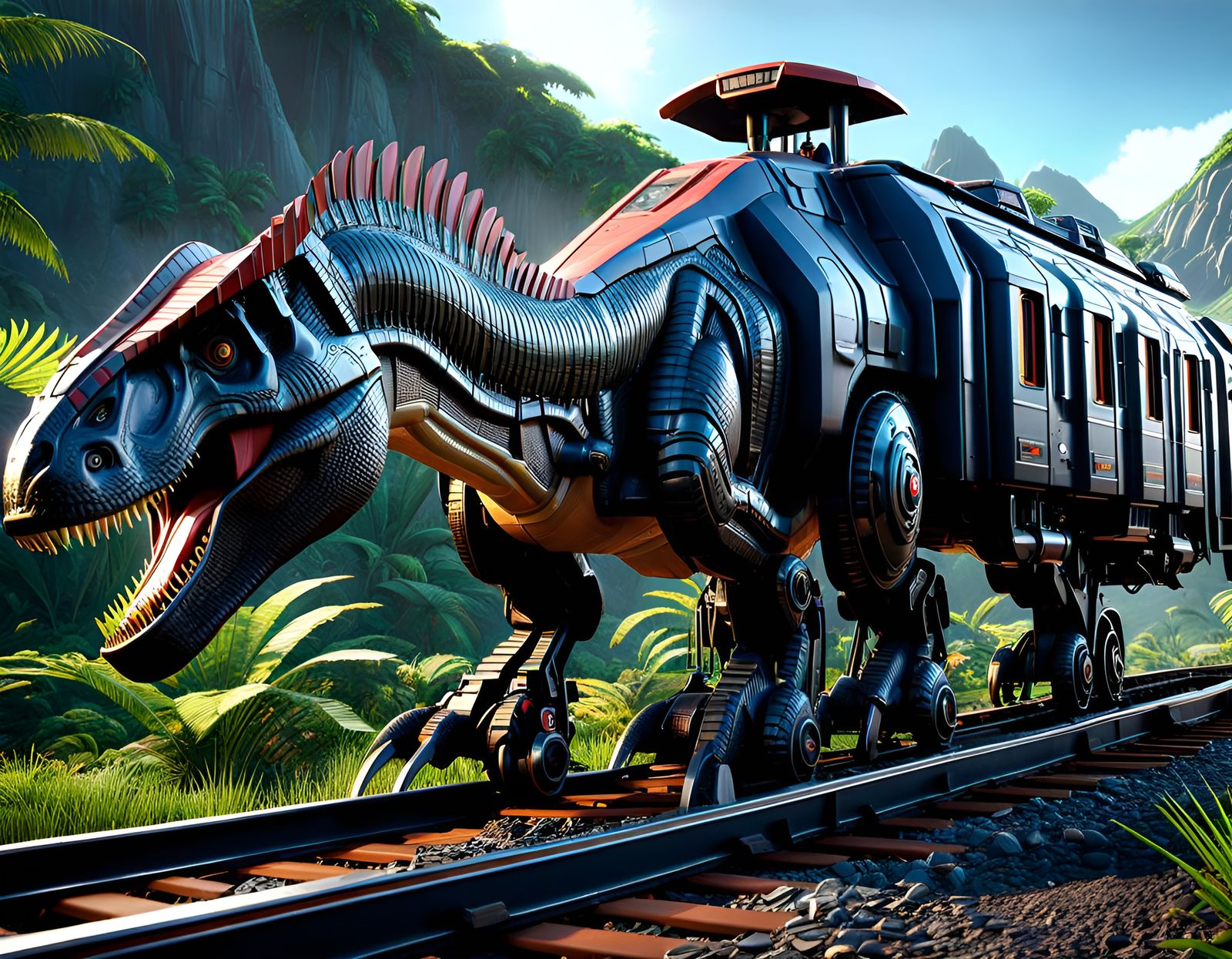 Futuristic Jurassic Park Dinosaur Ride