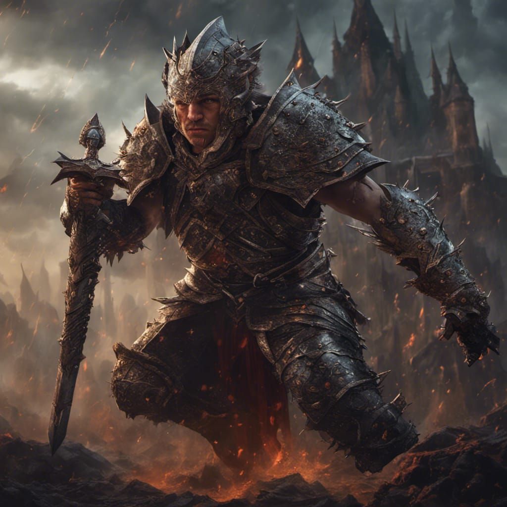 Cruel Warrior with Spiked Chain in Fantasy Art