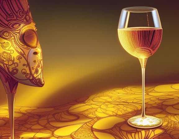 Anthropomorphic Wine Glass Character Art