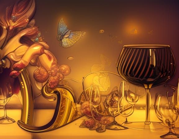 Anthropomorphic Wine Glass in Regal 3D Illustration