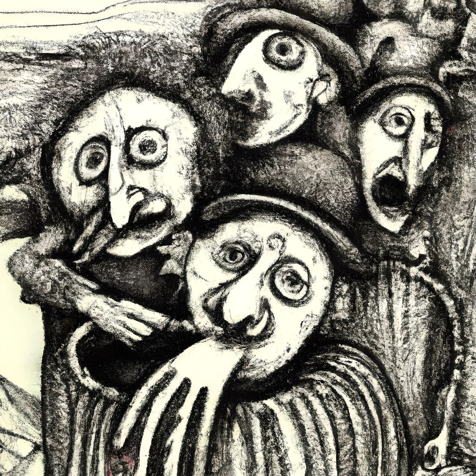 Disturbing Clowns in Detailed Ink Drawing
