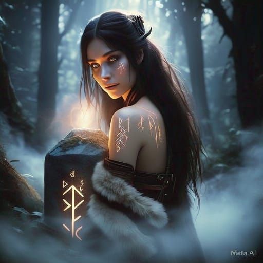 Ethereal Norse Goddess in Twilight Woodland