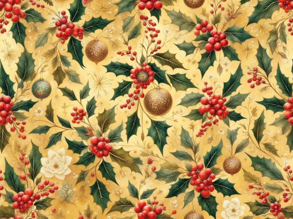 Elegant Christmas Wrapping Paper Pattern with Ornaments