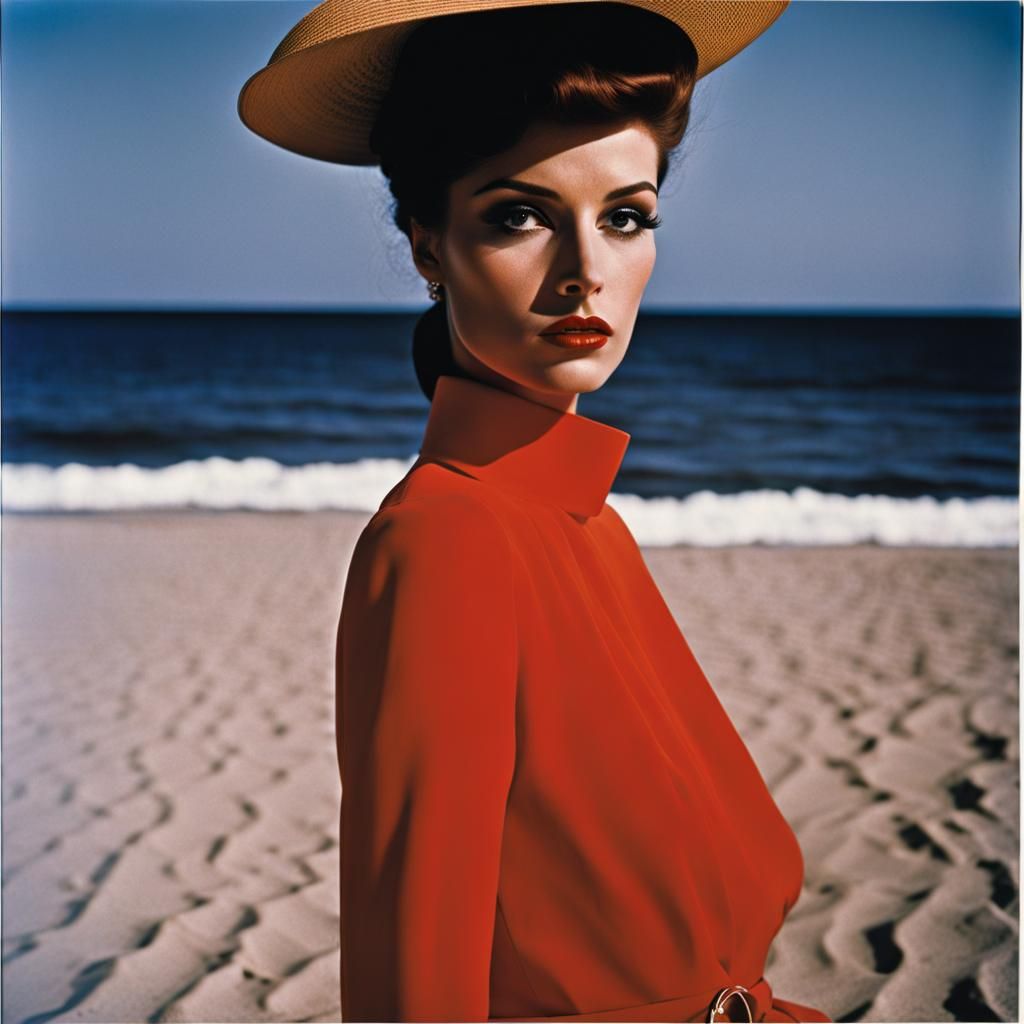 Woman on Beach in Fashion Photography Style