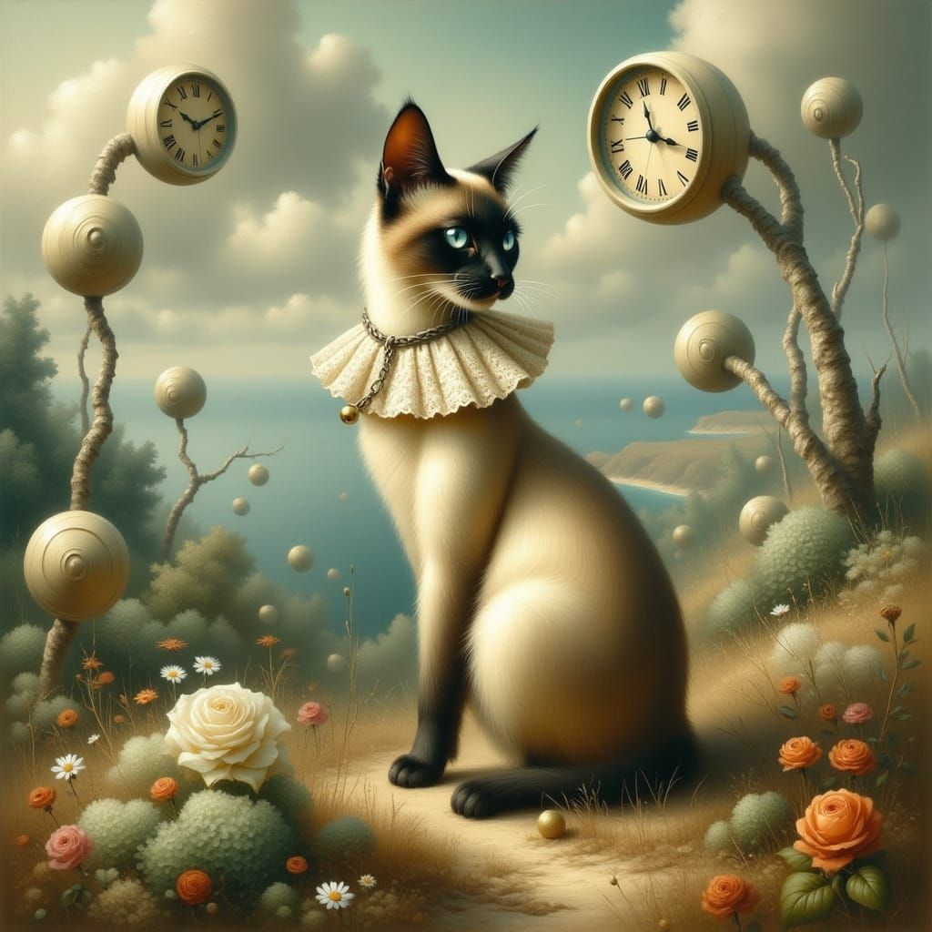 Siamese Cat in Surrealist Dreamscape
