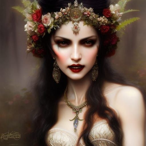 Vampire Bride Portrait in Hyperrealistic Style