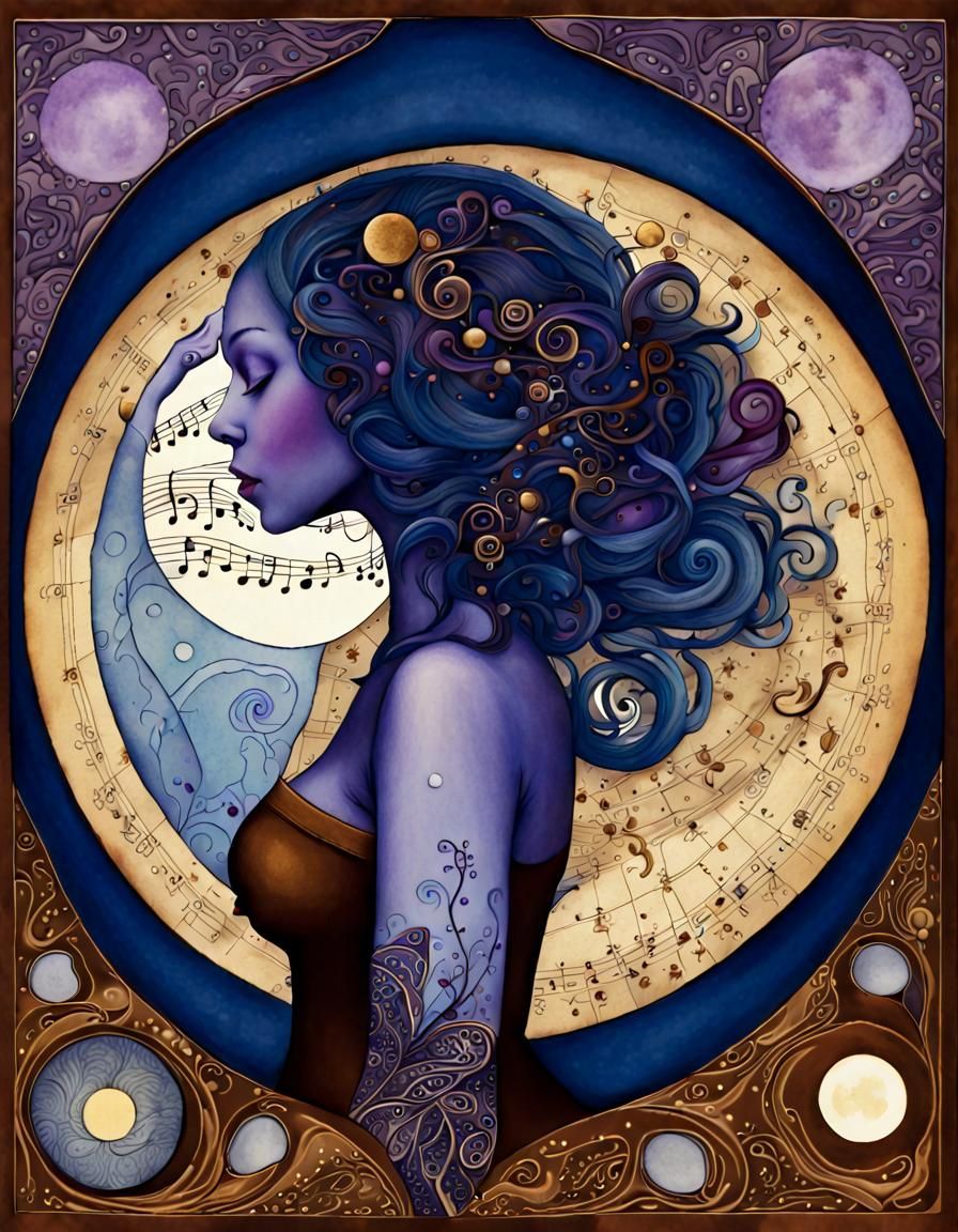 Intricate Mixed Media Portrait with Geometric Elements