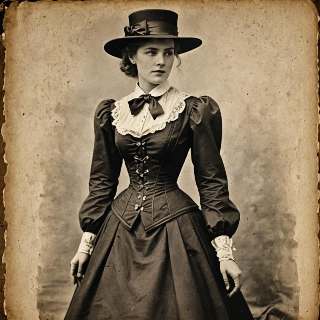Elegant Woman in Vintage Blouse and Corset