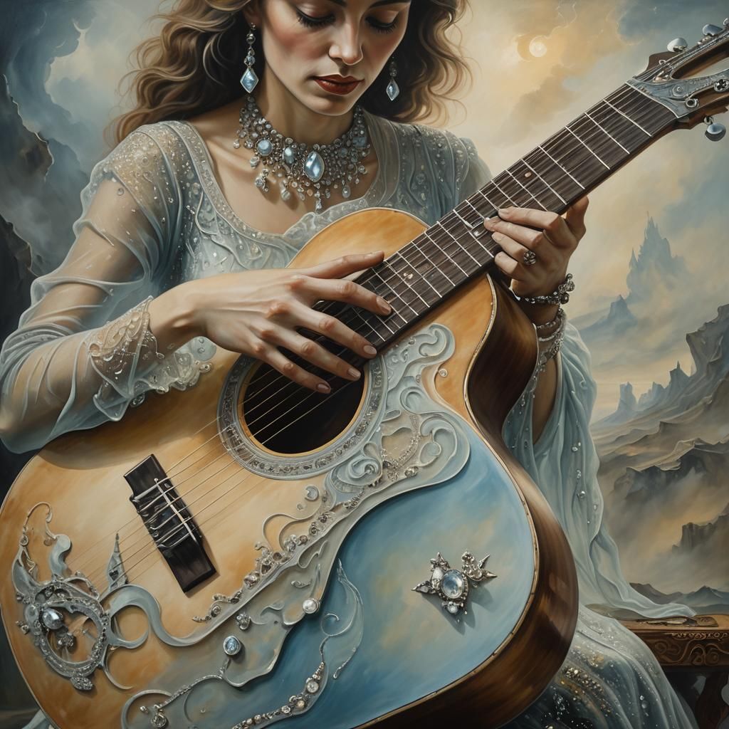 Diamond Guitar in Surrealist Dreamscape