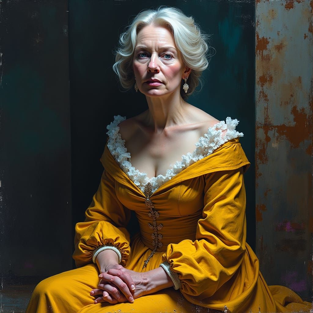 Regal Queen Portrait with Expressive Brushstrokes