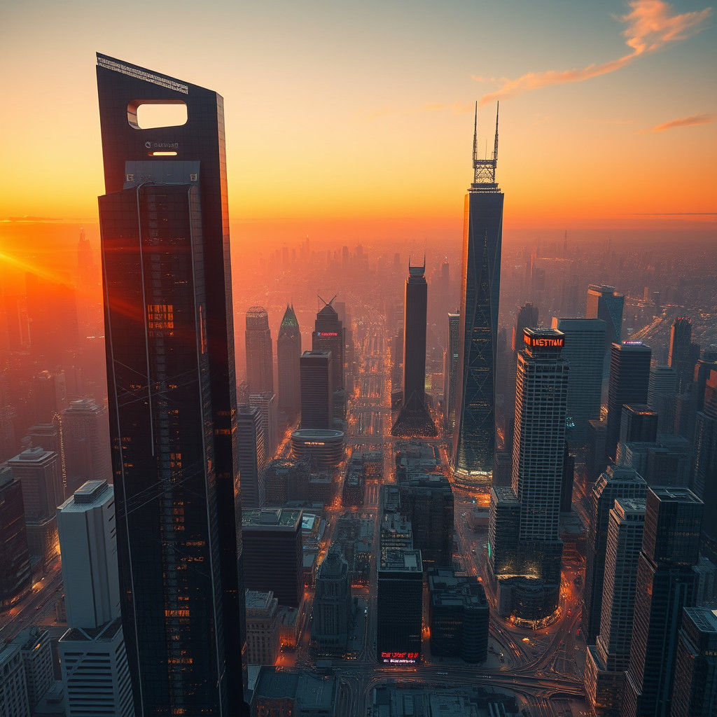 Futuristic Metropolis at Dusk in Photorealistic Style