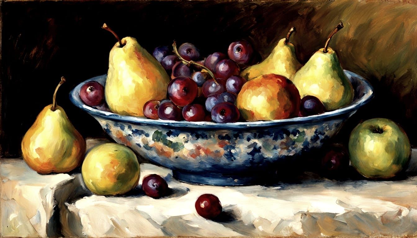 By Camille Pissarro:: a bowl of fruit